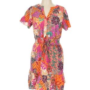 LOFT Orange and Pink Floral Dress, Large